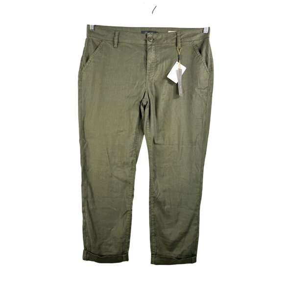 Level 99 Pants - Level 99 Sienna Boyfriend Pants Olive 90s beachy linen sz 31